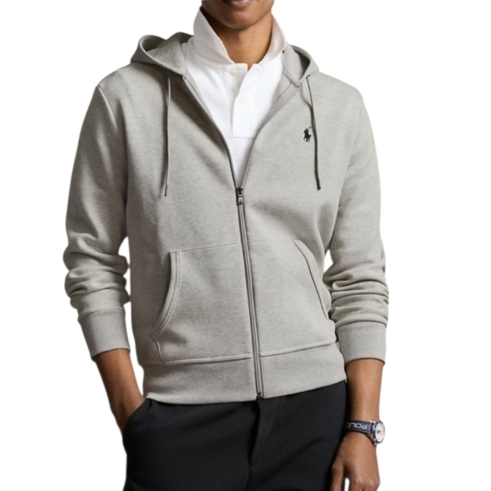 Polo Ralph Lauren Double Knit Full Zip Hoodie Gray Zip-Up Jacket Sweatshirt NWOT - Picture 2 of 16